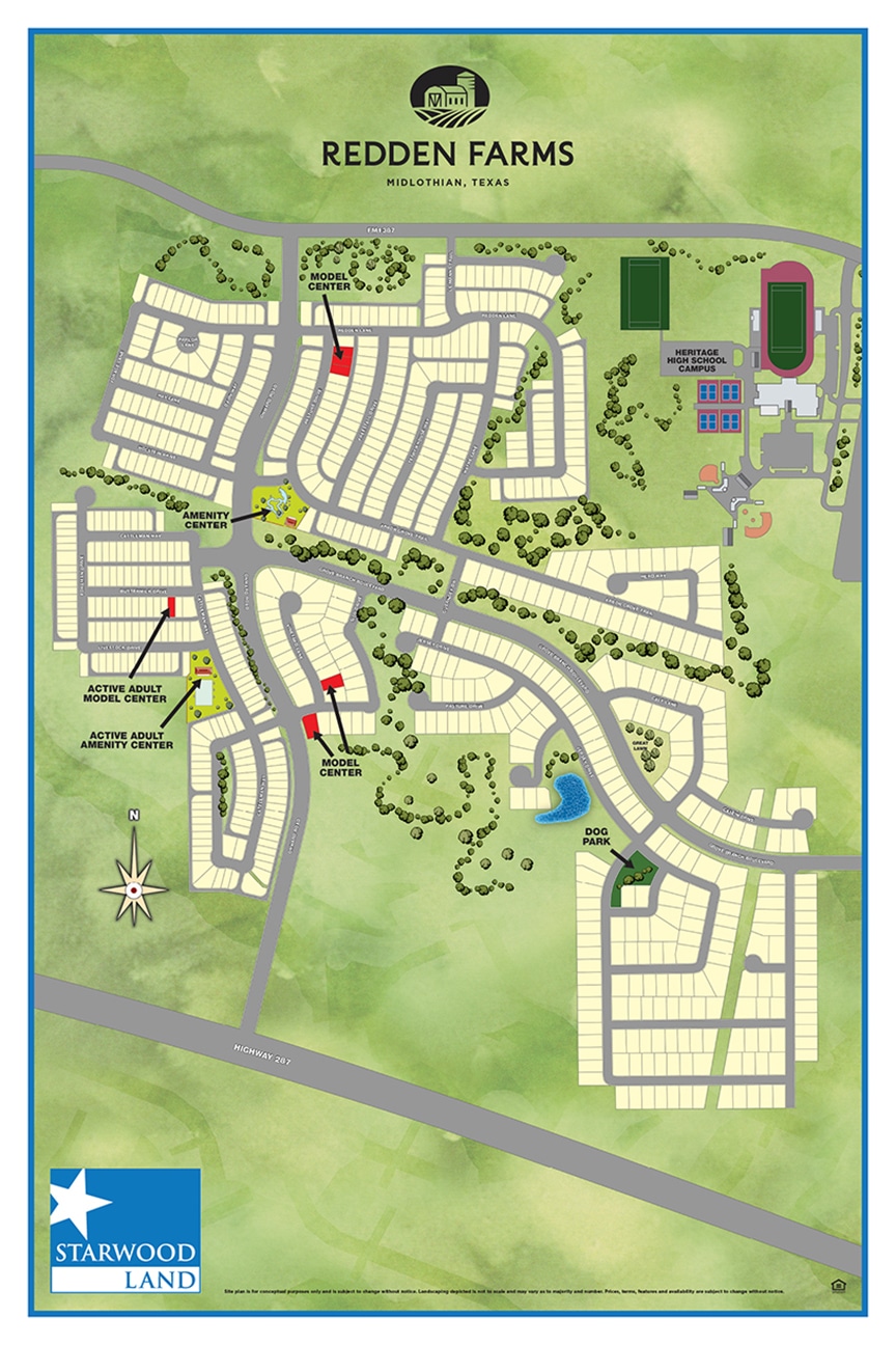 Redden Farms Master-Planned community map in Midlothian TX DFW