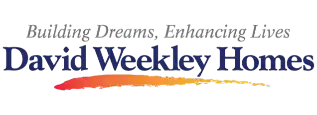 David Weekley Homes logo with tagline and colored brushstroke at Redden Farms new homes.